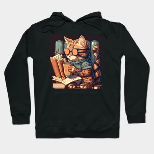 Cool Cat Reading Book - Caffeine Coffee Cat Hoodie